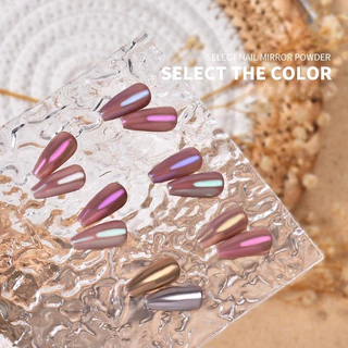 Nail.Girl ผงขัดเล็บ ผงกระจก ผงกระจกวิเศษ 6 สี ผงกระจกขัดเงา พร้อมแปรงฟองน้ําต่อกล่อง สําหรับตกแต่งเล็บ DIY