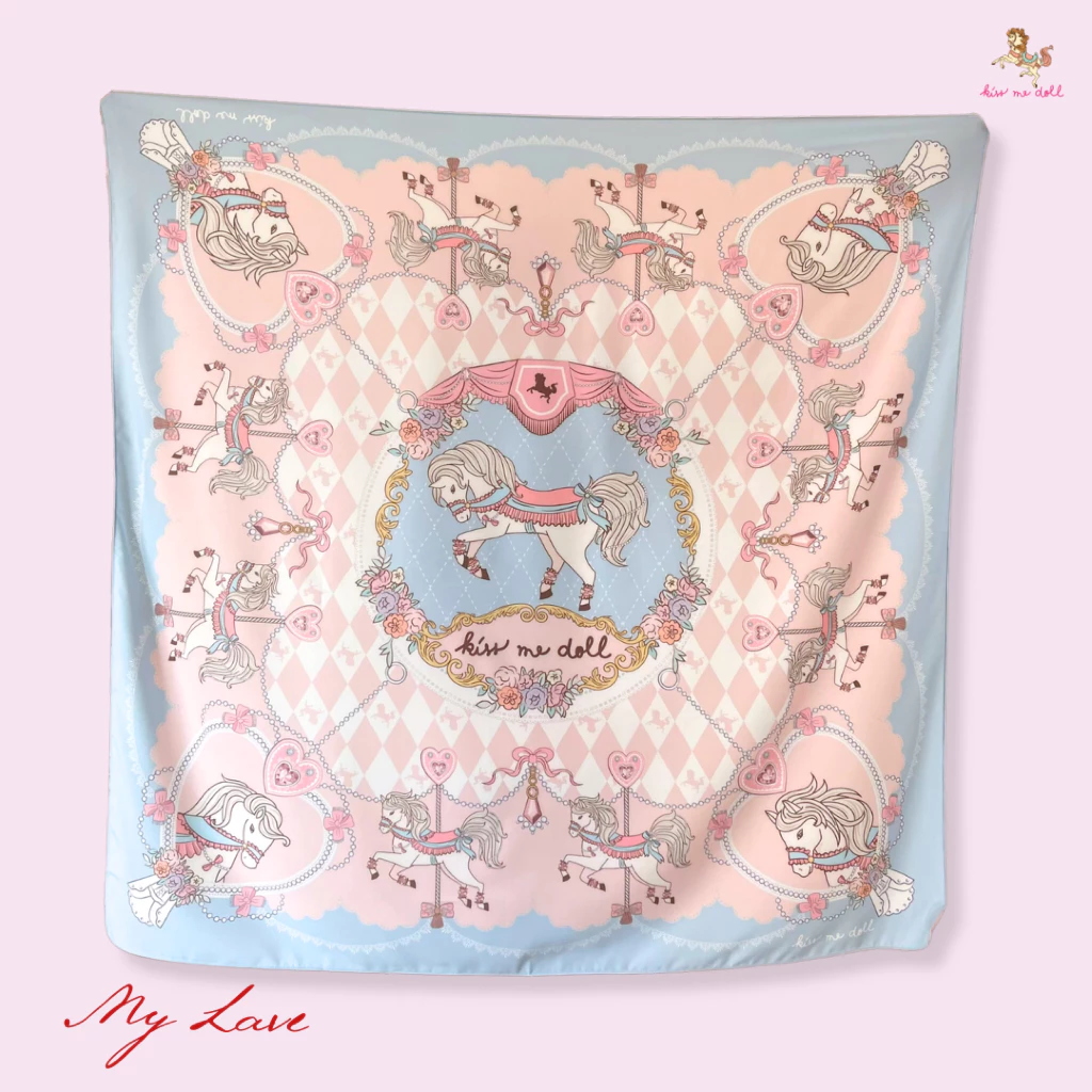 Kissmedoll - ลาย My Love ขนาด 100x100 cm.ผ้าพันคอ/ผ้าคลุมไหล่