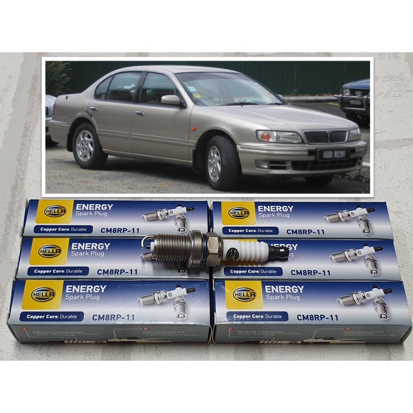 หัวเทียน Nissan Cefiro A32 ( 1996 - 2002 ) ขั้วนิคเกิ้ล ชุด 6 หัว : Hella CM8RP-11