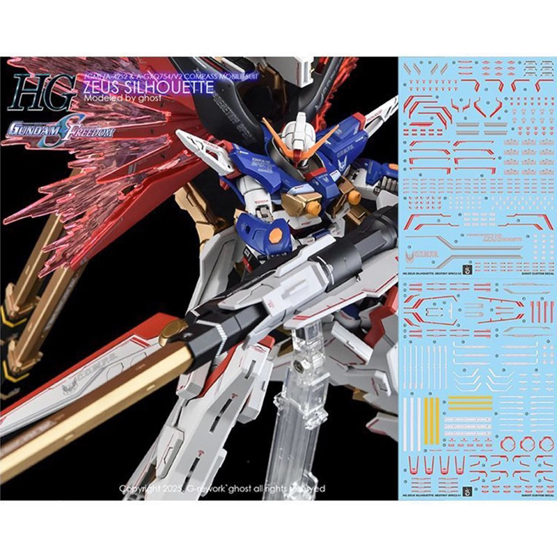 ดีคอลน้ำ DECAL [GHOST] HG 1/144 ZEUS SILHOUETTE DESTINY GUNDAM SPEC II 2 แผ่น สะท้อนแสงแบล็คไลด์