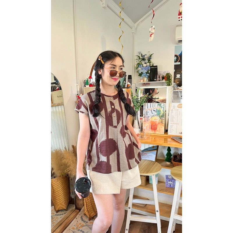 เสื้อผ้าฝ้ายอินเดีย ผ้าคอตตอนอินเดีย ทรงคอกลมกระดุมหน้า handblock ราคา ถูกที่สุด ดีลบีเคเค แกลเลอรีภาพที่ 7