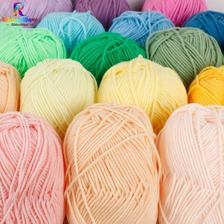 ไหมพรมถัก สำหรับถักตุ๊กตาโครเชต์ สีสดใส 4ply 25g ไหมพรมคอตตอนนม