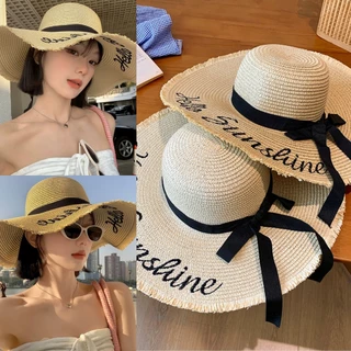 หมวกฟางลูกไม้ หมวกสีทึบกว ้ ปีกหมวกกว้าง🏖️ เครื่องประดับแฟชั่น สไตล์เกาหลี✨ ตัวเลือกหลากหลาย พร้อมส่งในไทย