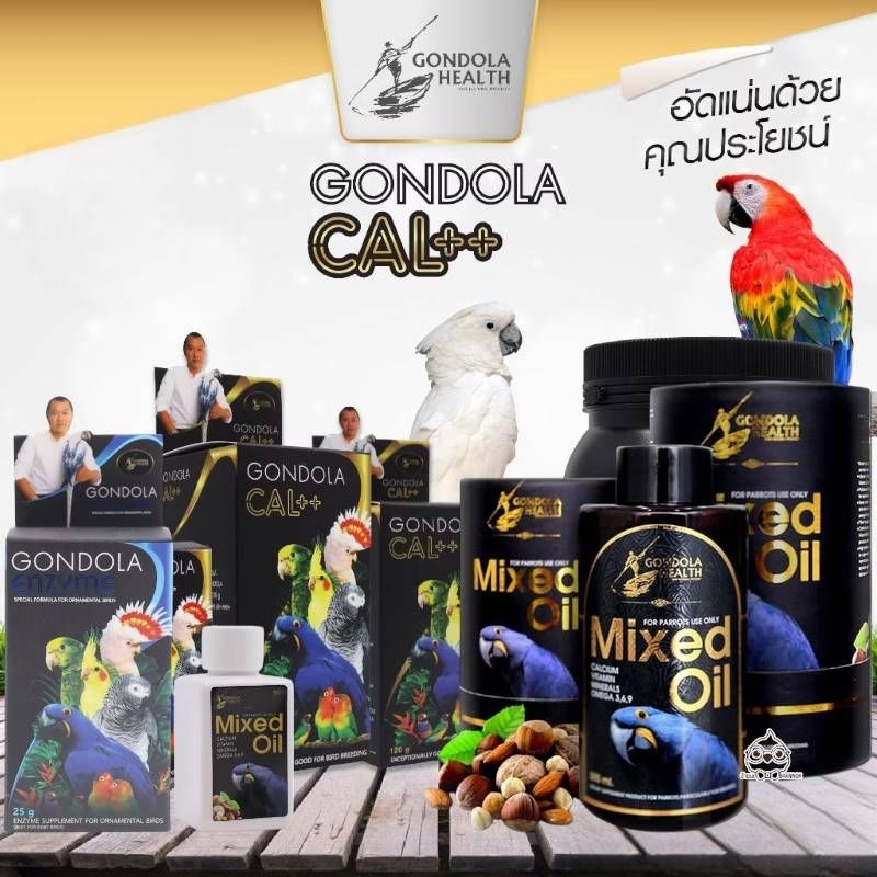Gondola Healht  Mix Oil+Calcium+ Enzyme เเคลเซี่ยม วิตามิน ช่วยย่อย อาหารเสริมสำหรับนกแก้วปากขอนกสวย