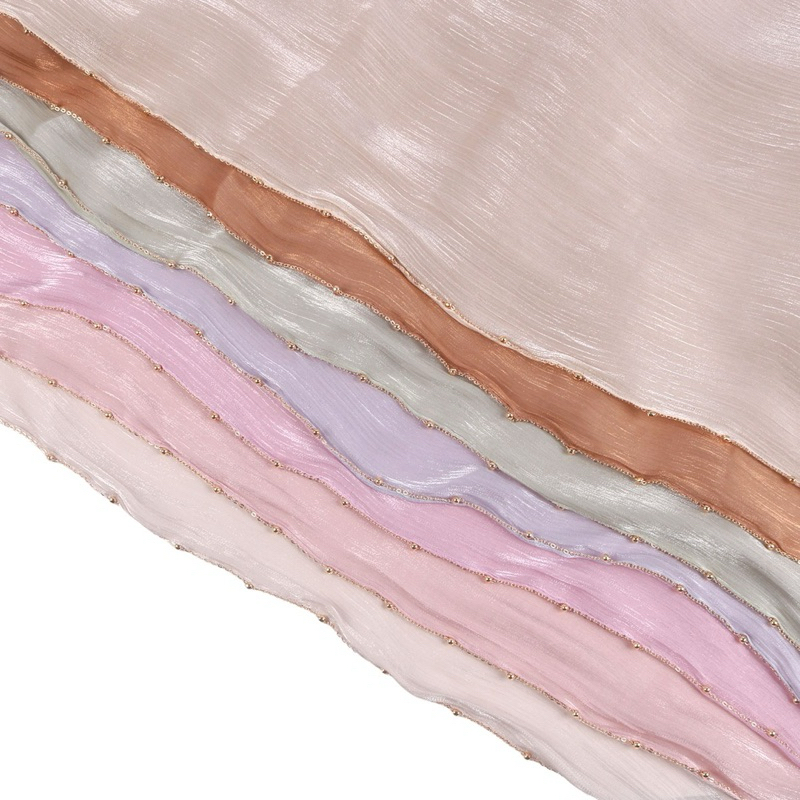 Shimmer ปักสายโซ่ทอง ผ้าคลุมไหมแพรแบบใหม่ ผ้าซาตินชิมเมอร์ - รูปที่ 5