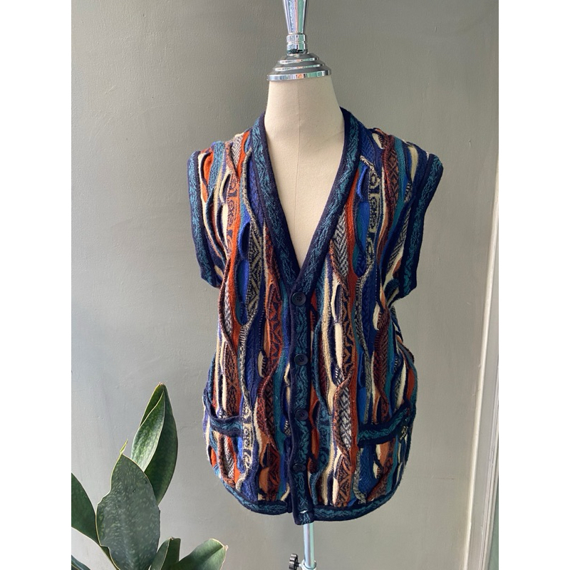Vintage Coogi Soul of Australia 3D wool vest มือสอง สภาพดี