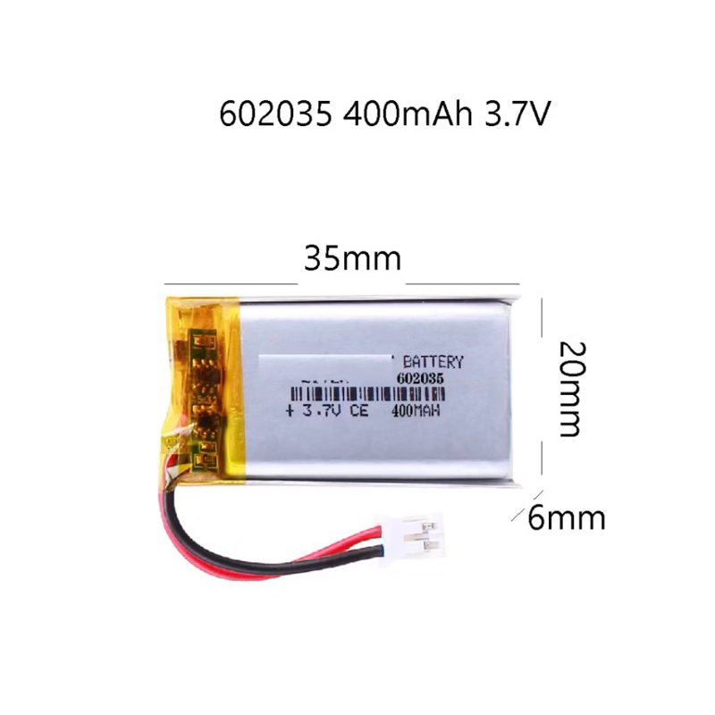 3.7V 602035  400 mAh แบตเตอรี่ Bluetoothstereo