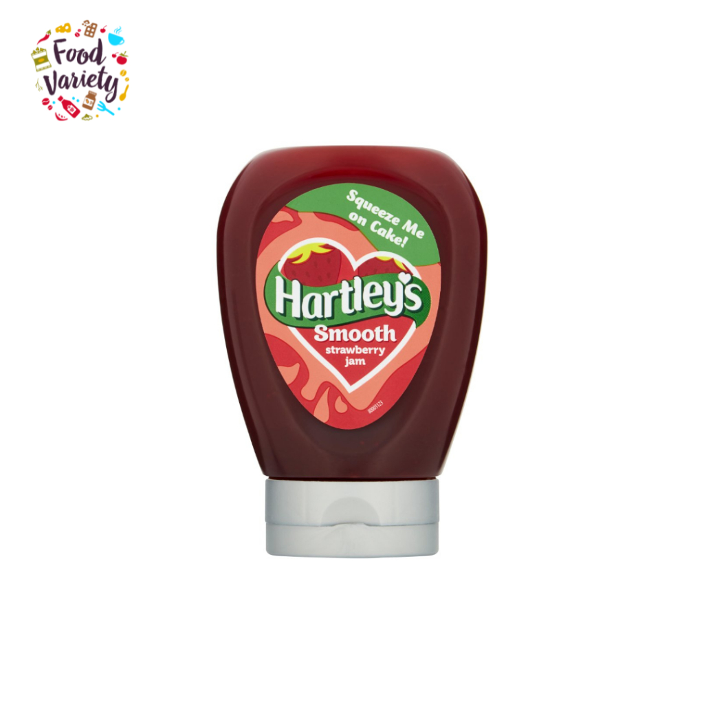 Hartleys Smooth Strawberry Jam Squeezy 340g ฮาร์ตลีย์ แยมสตรอว์เบอร์รีเนียน บีบได้ 340 กรัม