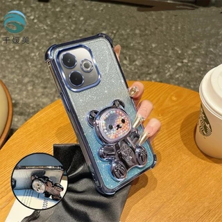 เคสโทรศัพท์ หมี LOVE กริตเตอร์ สำหรับ OPPO A6S A6C A3X A3 A6PRO A6T A6 A6X A5i กันกระแทกมุม ป้องกันกล้อง น่ารัก ตั้งได้