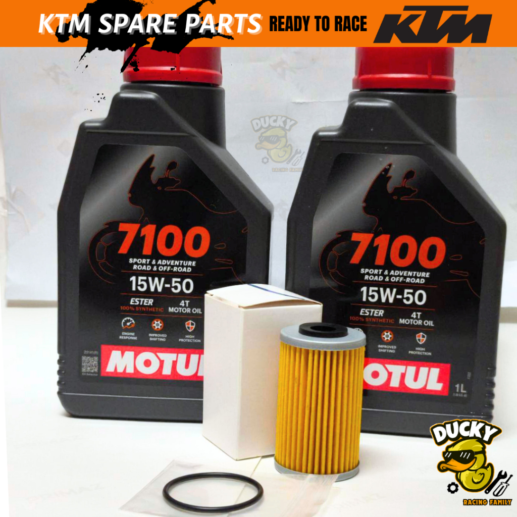สูตรไหม่ Motul 7100 KTM SET สุดคุ้ม! +พร้อมใส้กรอง ฟรี โอริงกันซึ่ม สำหรับ KTM duke200 250 390/ RC200 250 390