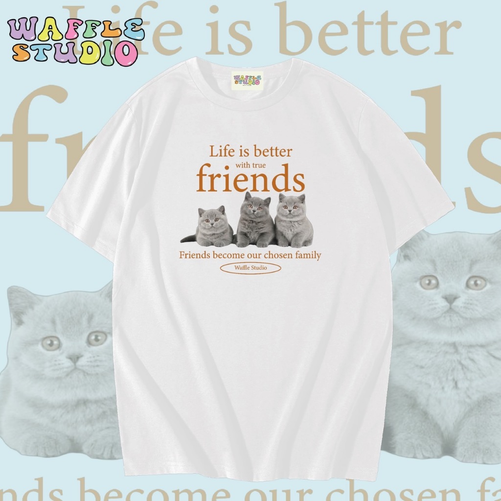 [ส่งฟรี 🔥 ] WS0266 เสื้อยืดโอเวอร์ไซส์ เสื้อยืดเกาหลี ผ้าคอตตอน100% เสื้อยืด WAFFLE STUDIO