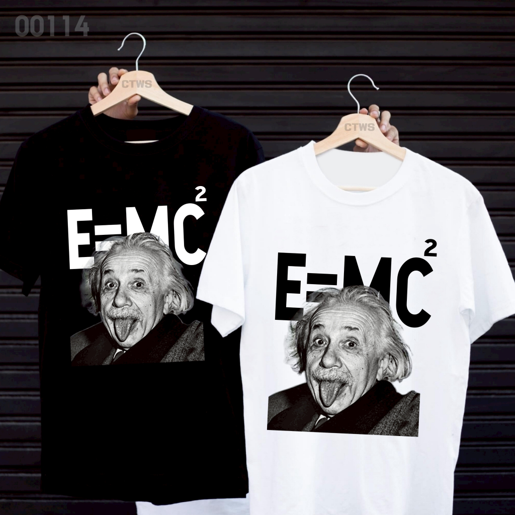 เสื้อยืดสกรีนลาย " ไอสไตน์ E = mc2 " เสื้อยืดผ้า MICRO POLYESTER 100% เสื้อยืดผ้าไมโครโพลีเอสเตอร์ 100%