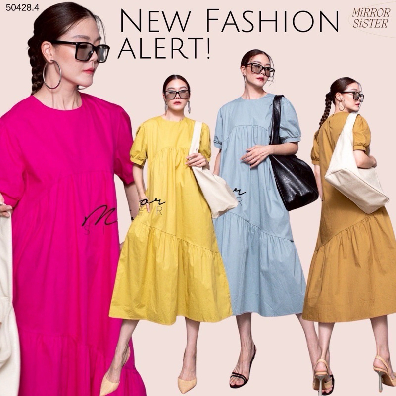 Mirrorsister 50428.4 เดรสน่ารักคอกลมแขนแต่งพองเบาๆ