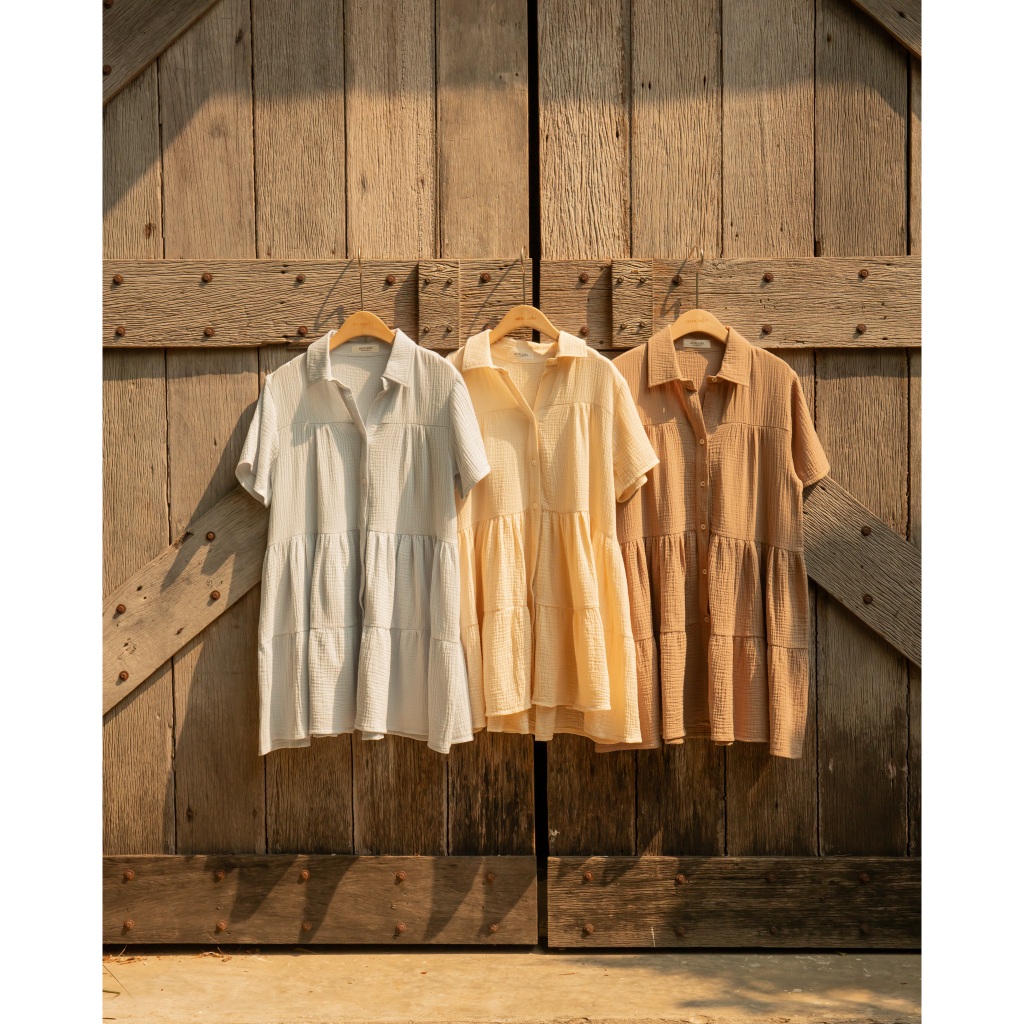 avo anthony salu dress เดรสคอปกผ้าสาลูทั้งตัว ผ้ามีความนุ่มมากๆ สามารถใส่เป็นเดร