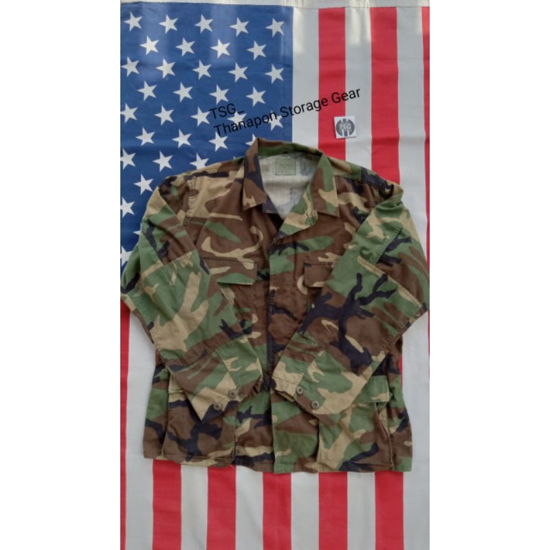 เสื้อทหาร US BDU M81 Woodland ผ้าเรียบ Size L-R