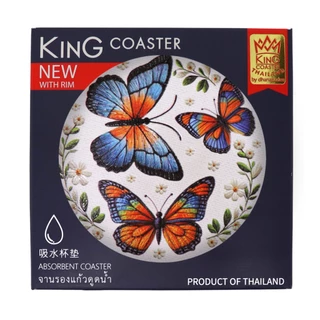 ที่รองแก้วซับน้ำ King Coaster จานรองแก้วดูดน้ำ ลายผีเสื้อ Butterfly ceramic coaster ของฝาก