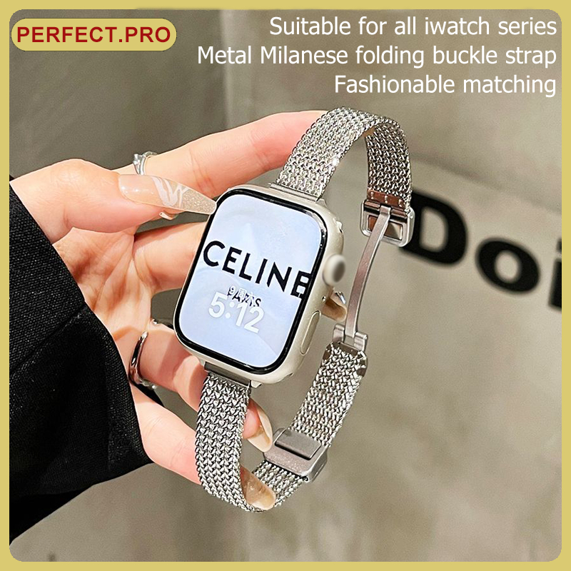 เหมาะสำหรับ ultra49mm42mm45mm44mm41mm38mm40mmสายนาฬิกาสไตล์Milaneseรุ่น iwatch 11 109 8 7 6 SE5 4 3 21หัวเข็มขัดแม่เหล็ก