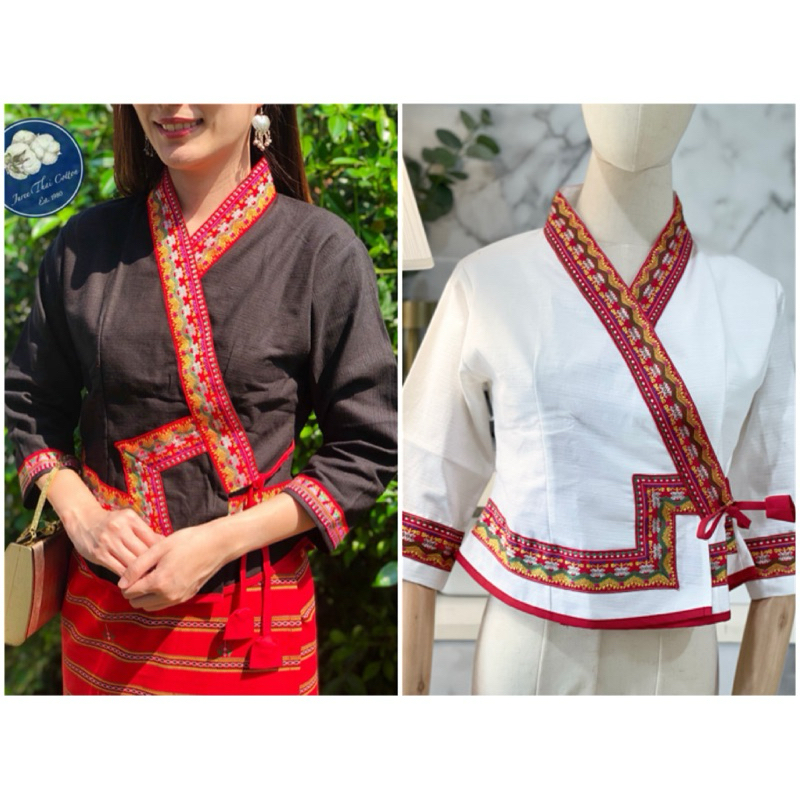 เสื้อพื้นเมือง เสื้อผ้าฝ้าย ไทลื้อ (มีสี ขาว-ดำ-กรม ค่ะ)