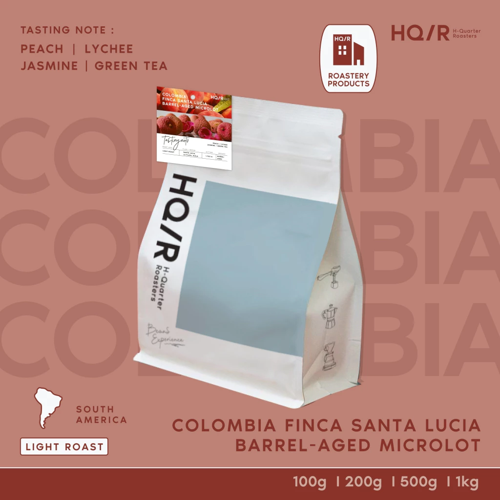 HQ/R เมล็ดกาแฟคั่วอ่อน Colombia Finca Santa Lucia Barrel-Aged Microlot (Peachy)
