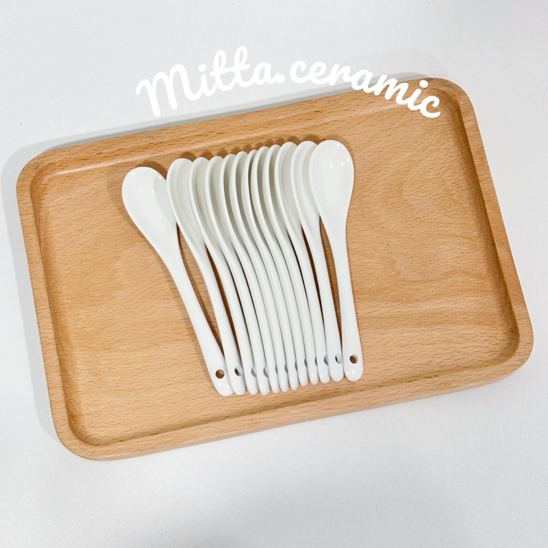 [แพ็กสุดคุ้ม] ช้อนกาแฟ ช้อนเซรามิค สีขาวขนาด 2.5*14 ซม. - รูปที่ 6