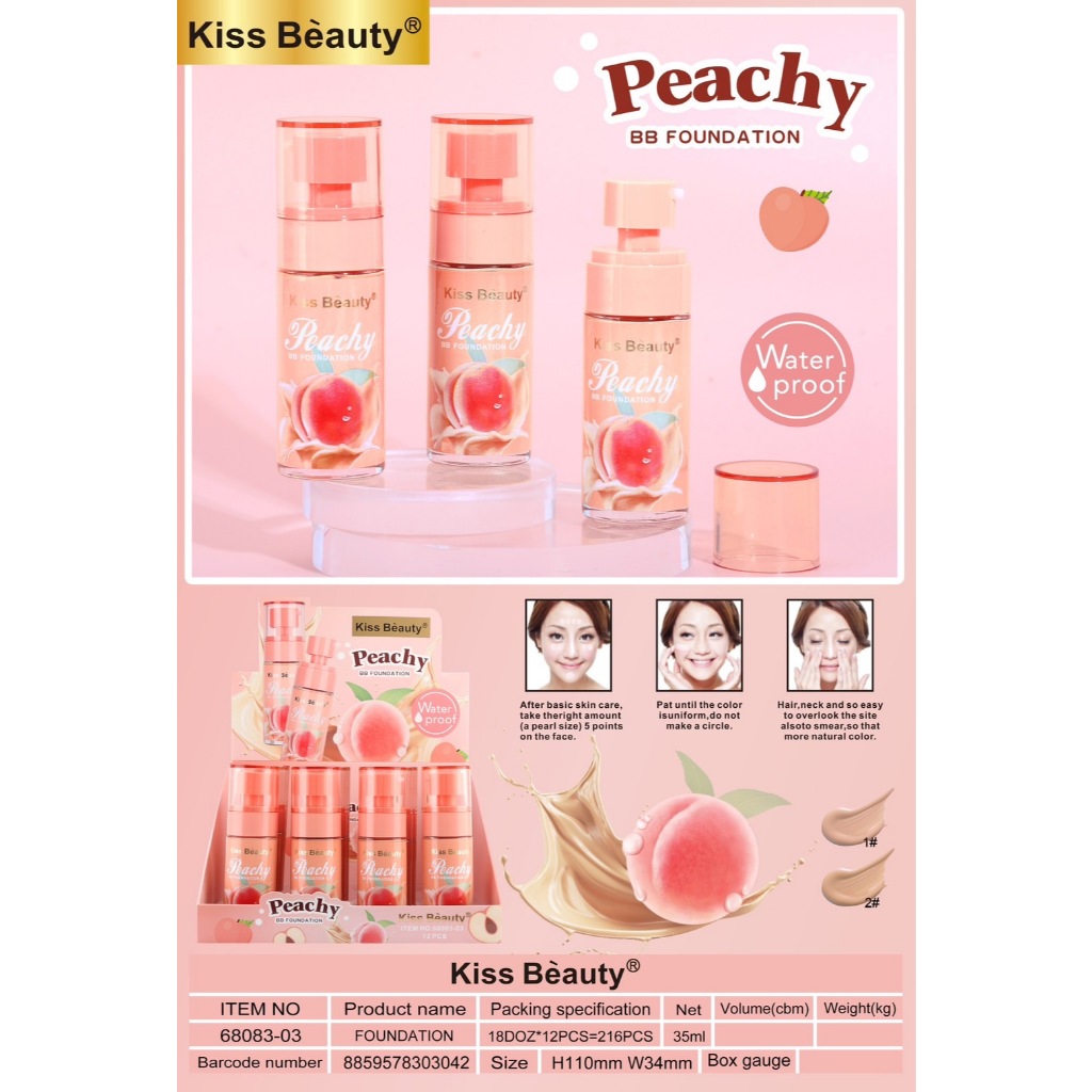 {12ขวด} Kiss Beauty Peachy Fix Spray & Foundation รองพื้นและสเปรย์ บางเบา ให้ผิวเนียนเป็นธรรมชาติ - รูปที่ 3