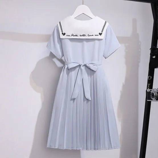 (พร้อมส่ง) ชุดเด็กโต เดรสกระโปรงจีรอบมีเน๊คไทน์เเยกมา ผ้าดีใส่สบาย ราคา ถูกที่สุด ดีลบีเคเค แกลเลอรีภาพที่ 4
