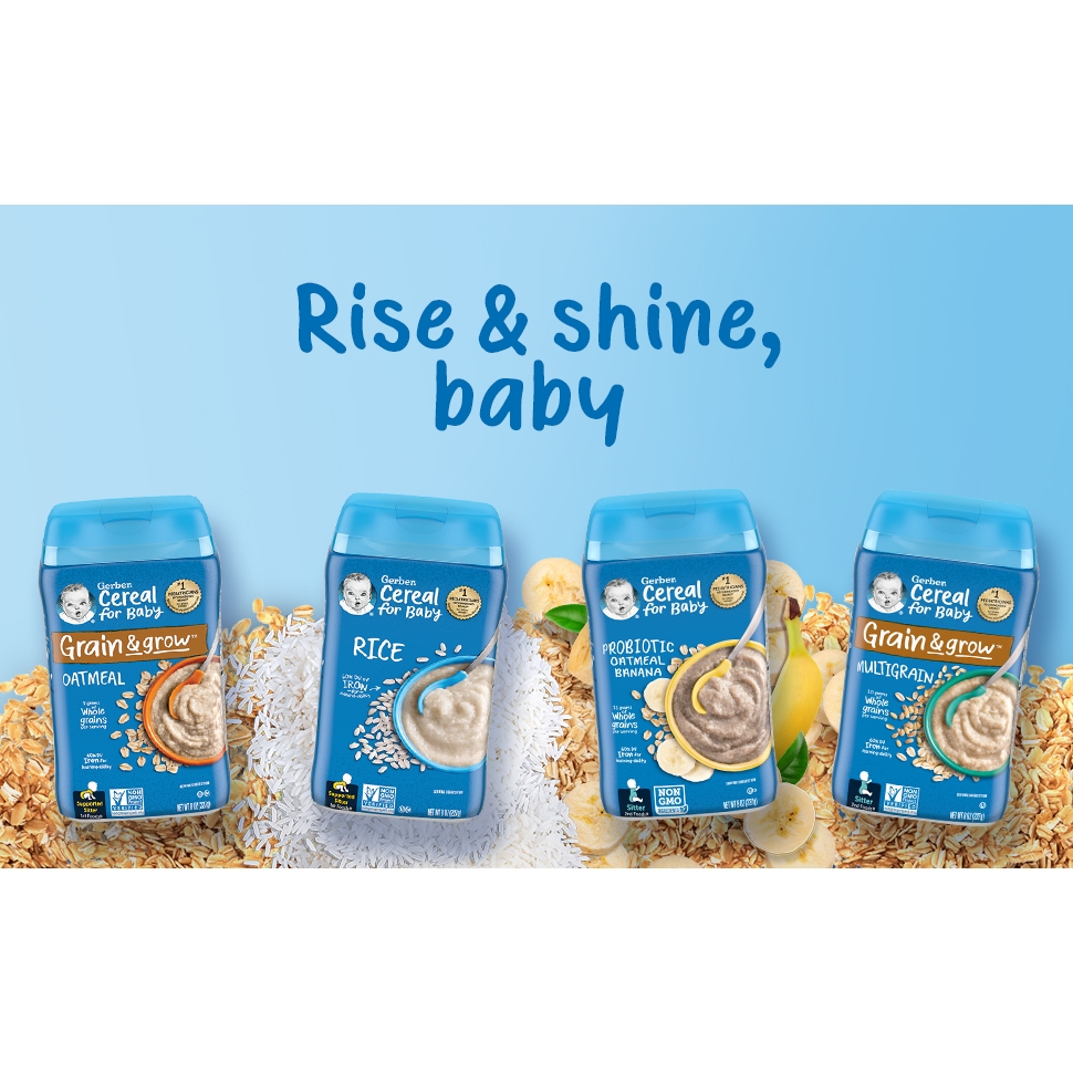 ✳️[แท้ 100%/พร้อมส่ง]✳️ Gerber Cereal for Baby Grain & Grow 8+ Months Oatmeal Banana Strawberry 8 oz (227 g) อาหารเด็ก - รูปที่ 7
