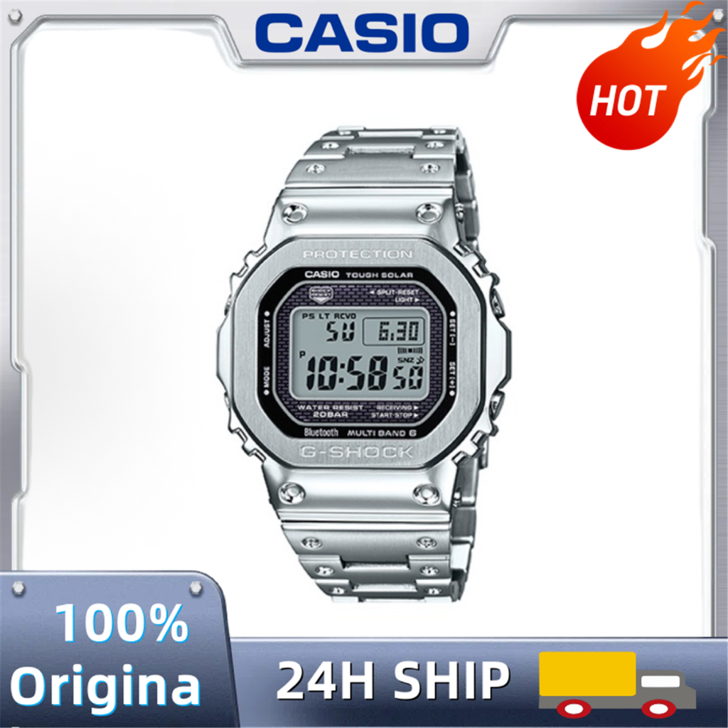 CASIO B5000 นาฬิกาผู้ชายซิลเวอร์อัจฉริยะกันน้ำGMW-B5000D-1
