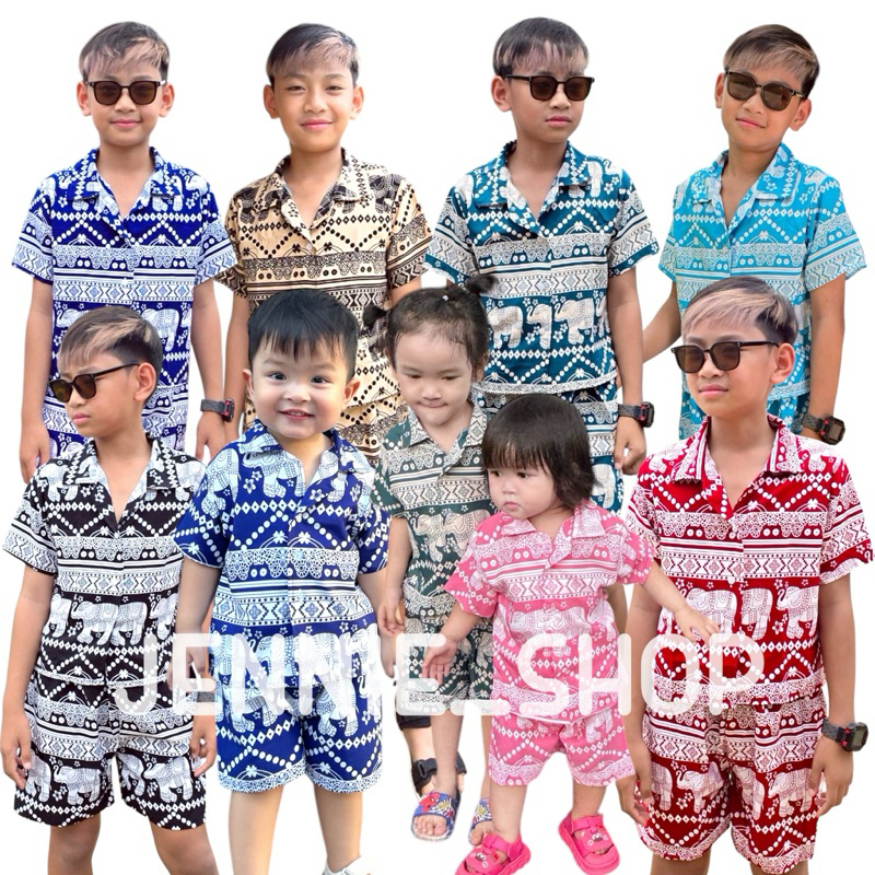 ชุดช้างเด็ก คอโปโล ผ้านิ่มใส่สบายไม่ร้อน ใส่ได้ทั้งน้องผู้หญิงน้องผู้ชาย