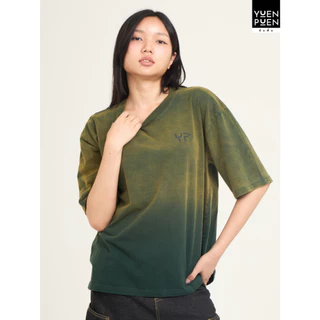 YuenPuen ยืนพื้น เสื้อฟอก Fade&Spray สีกรม ทรงOversize เสื้อโอเวอร์ไซส์ สกรีนลาย ไม่ยืดไม่ย้วย
