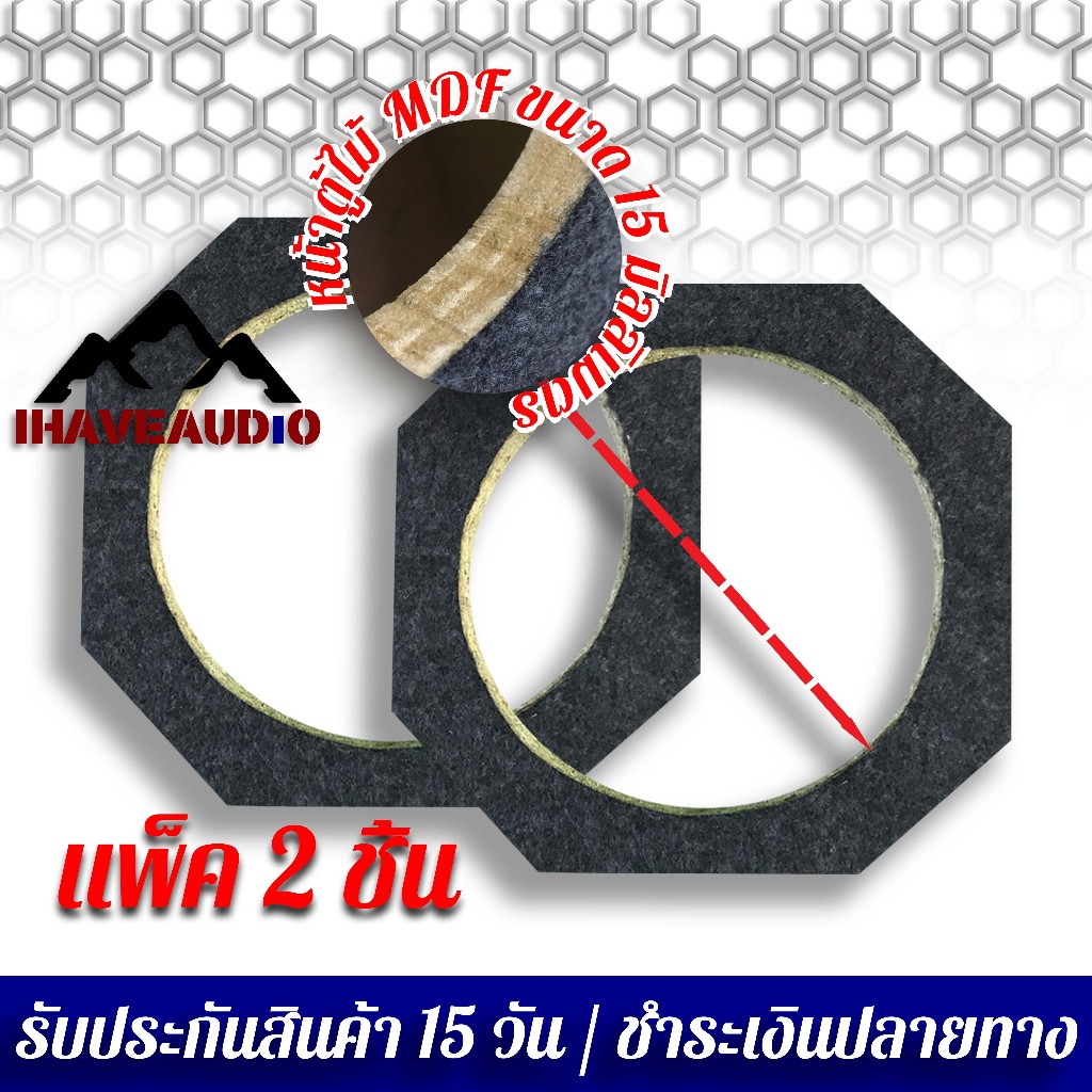 ไม้รองดอกลำโพง ihaveaudio 6/6.5" เหลี่ยม ไม้ MDF หุ้มพรมอัดเทา (แพ็ค 2 ชิ้น)