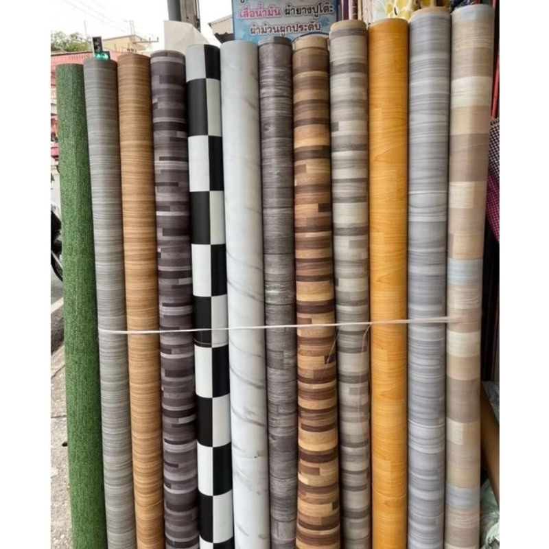 เสื่อน้ำมัน ปูพื้น หนาพิเศษ ยกม้วน (หน้ากว้าง 2 เมตร) แบบด้าน หนา 0.8 มิล ด้านหลังเป็นยางผสมพีวีซี