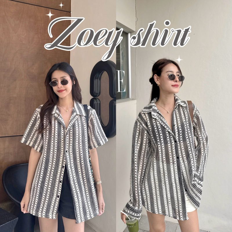 19JAN.STUDIO : ZOEY SHIRT เสื้อเชิ้ตผ้าถัก ทรงโอเวอร์ไซส์