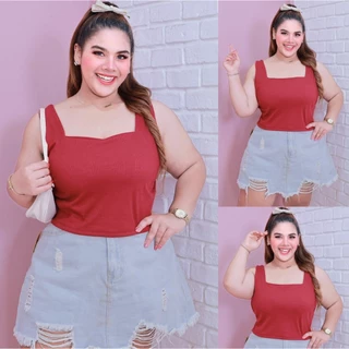 [ ส่งฟรี 🔥 ] เสื้อแขนกุด เสื้อสายเดี่ยวสาวอวบ เสื้อแขนกุดไซส์ใหญ่ ทรงครอป ผ้าร่อง ใส่สวย เซกซี่ A298