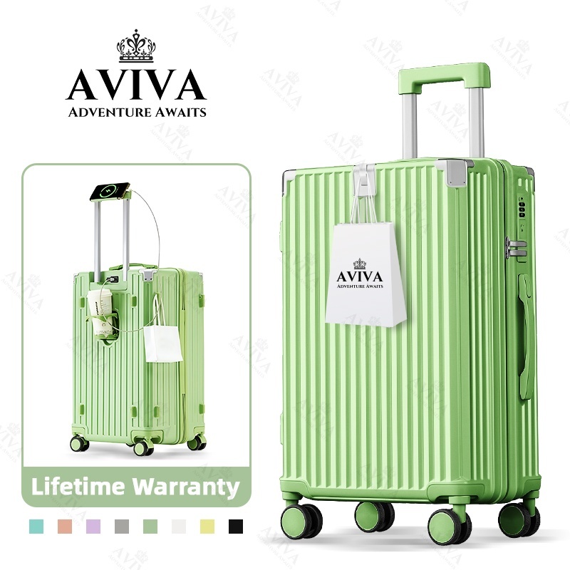 AVIVA กระเป๋าเดินทางล้อลาก รุ่น แข็งแรง ทนทาน ฟังก์ชัน พอร์ตชาร์จUSB ที่วางแก้วน้ำ