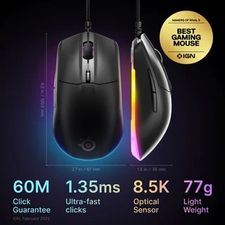 SteelSeries Rival 3 Gen 2 Gaming Mouse เม้าส์เกมมิ่ง 6 ปุ่ม 8,500 DPI TrueMove Core Sensor