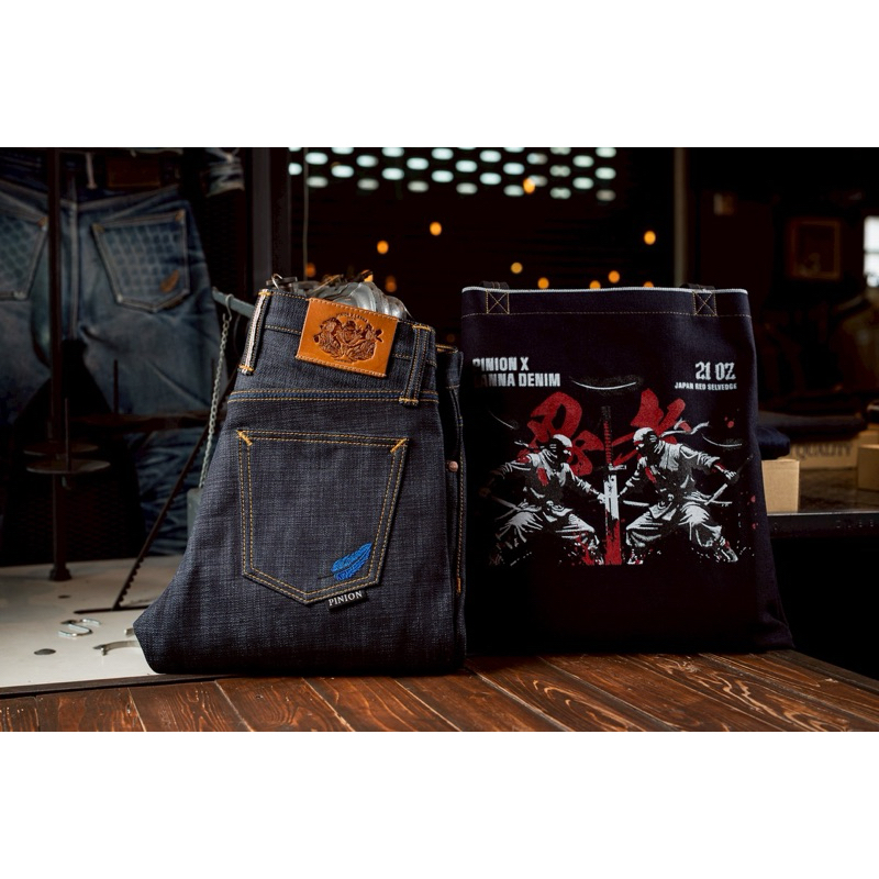 PINION X LANNA DENIM NINJA BLUE 21Oz DARK SLUB ผ้าญี่ปุ่นริมแดง ยีนส์ไทยลิขสิทธิ์แท้