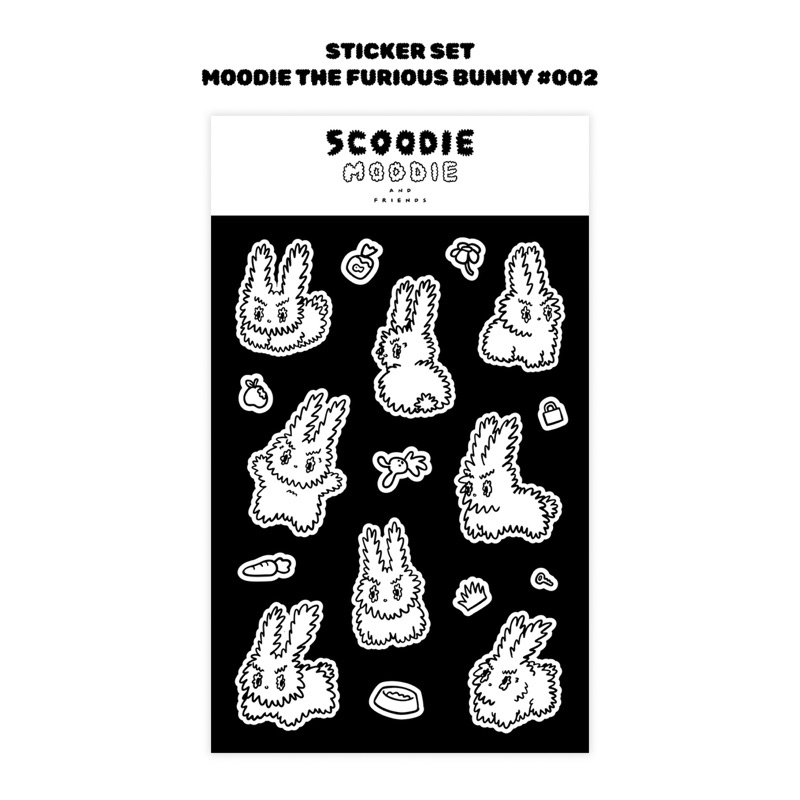 Moodie The Furious Bunny sticker (set 002) - size A5