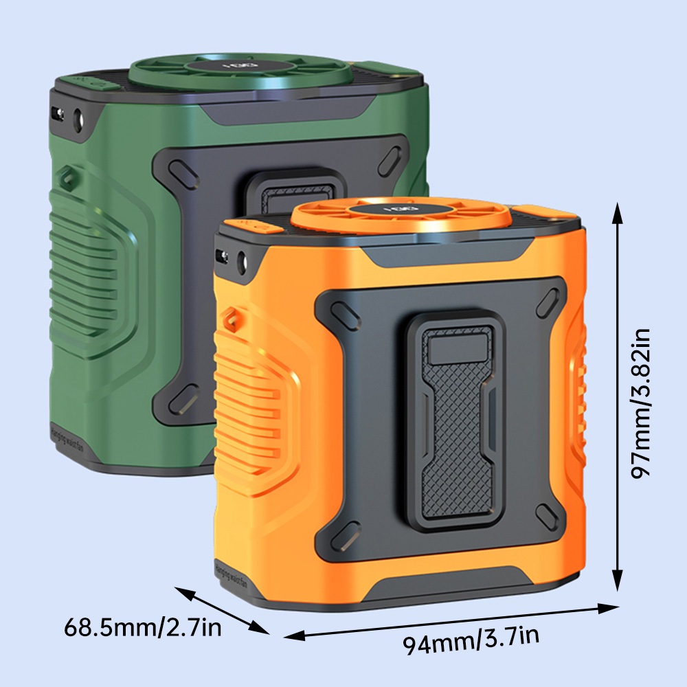 พัดลมไฟฉาย camping พัดลมคาดเอว 10000mAh ลมแรง 100 ระดับ วางบนโต๊ะ/ถือได้ พัดลมพกพาไร้สาย - รูปที่ 7