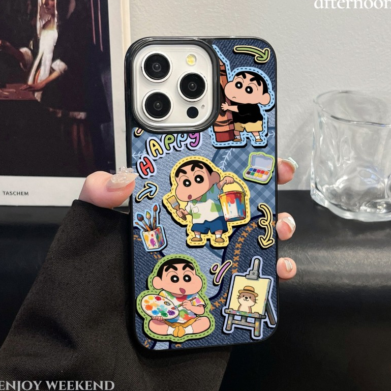 ✨จัดส่ง24ชม🎉IPhone 16 14 12 13 15 11 Pro Max XR 7/8P XSMax Shin-chan การ์ตูน คาวบอย แฟชั่น เคสซิลิโคนใส กันตก Case 579