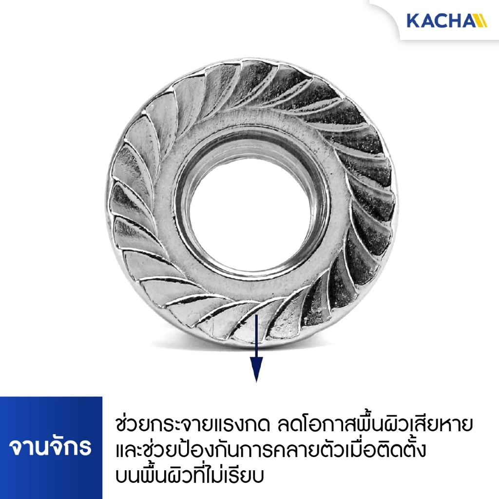 KACHA หัวน็อตตัวเมียติดแหวน สแตนเลส 304 เกลียวมิล M3-M12 DIN6923 thumbnail 7