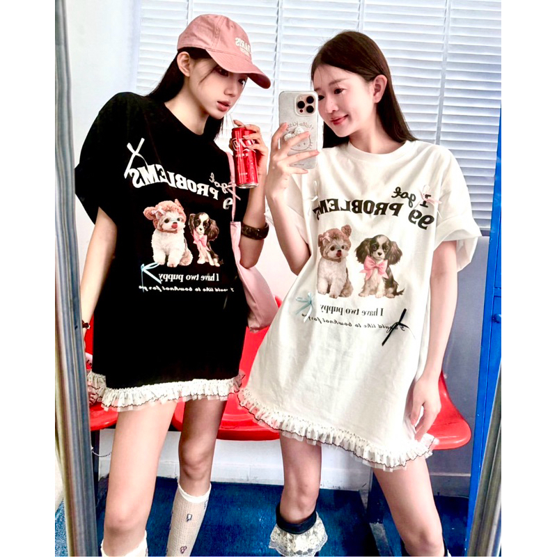 มินิเดรสแต่งชายผ้าลูกไม้ ลายน่ารัก อก 34-44“ ใส่ได้