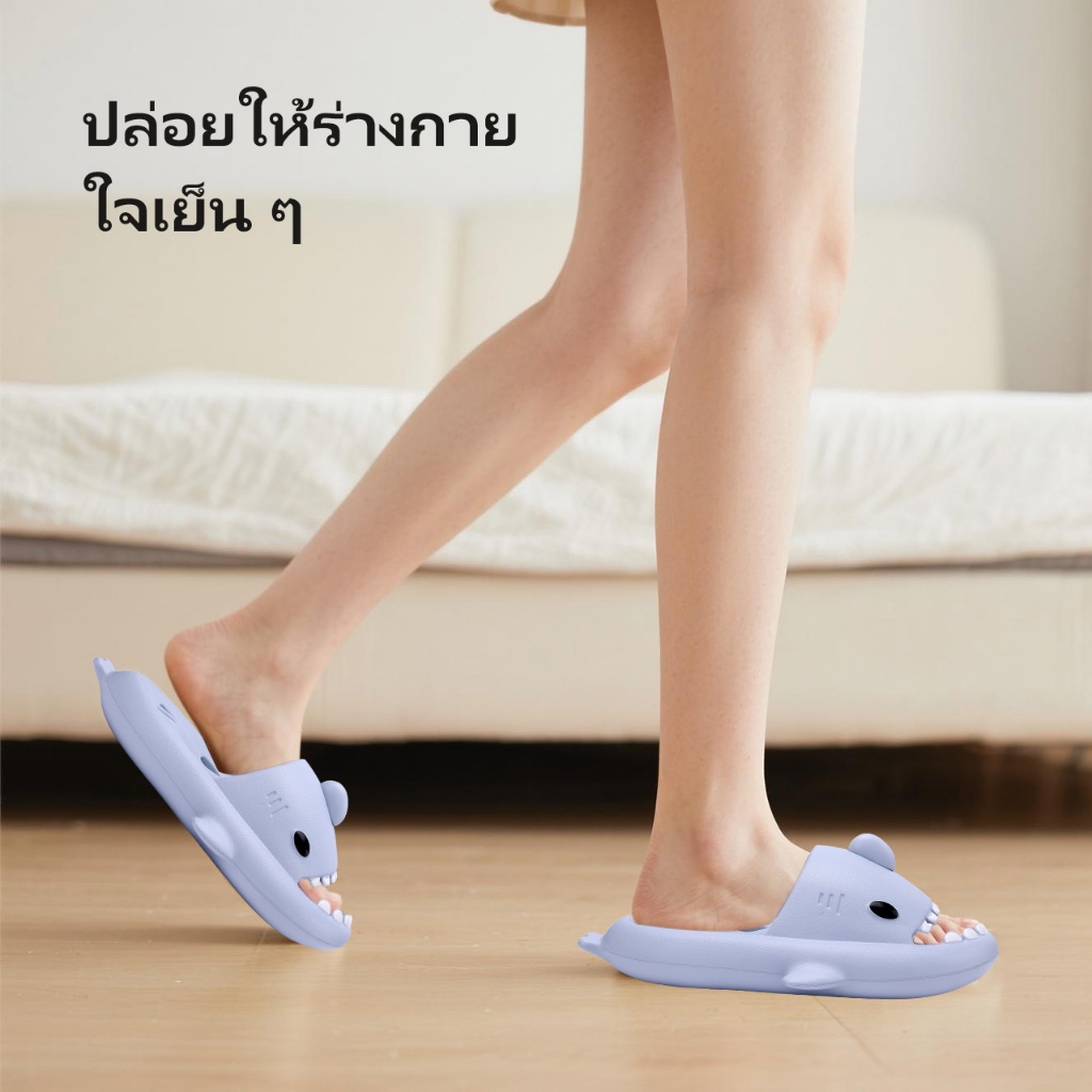 รองเท้าแตะฉลาม ห้องน้ํา กันลื่น รองเท้าพื้นหนา EVA การ์ตูน ผู้ชายและผู้หญิง ราคา ถูกที่สุด ดีลบีเคเค แกลเลอรีภาพที่ 9