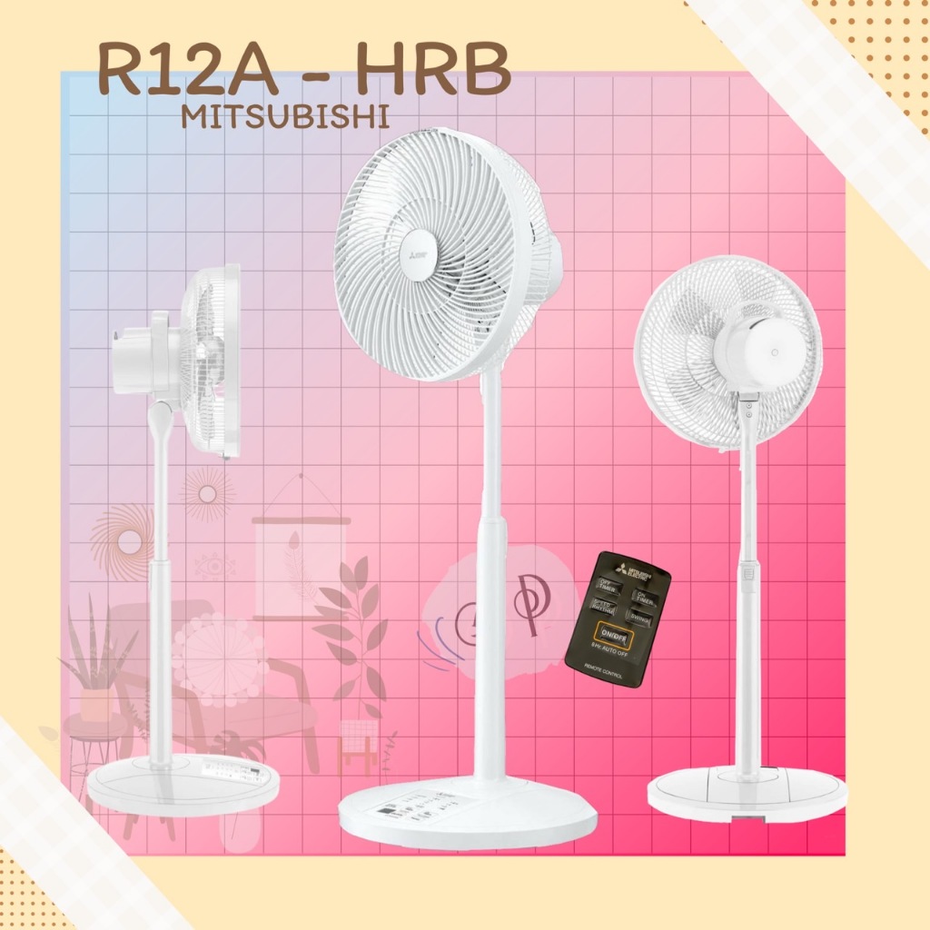 พัดลมตั้งพื้นกึ่งตั้งโต๊ะ ขนาด 12 นิ้ว ยี่ห้อ มิตซูบิชิ รุ่น R12A-HRB
