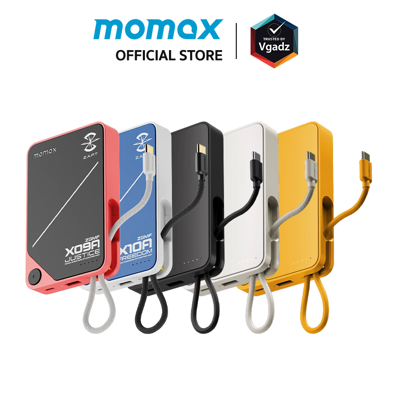 Momax - พาวเวอร์แบงค์ 20000/10000mAh ชาร์จเร็ว 30W/20W สาย USB-C ในตัว รุ่น 1-Power X