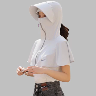 สุภาพสตรีเสื้อป้องกันรังสียูวี,น้ำแข็งผ้าไหมแขนกุดคลุมไหล่,สวมใส่สบายผ้าเรียบ