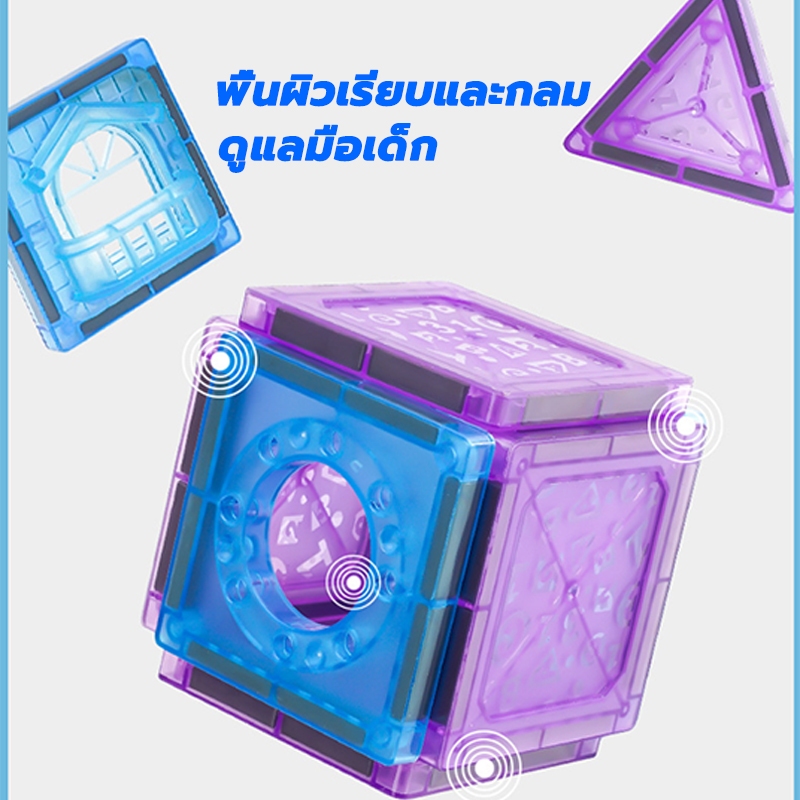 [แถม กล่องเก็บ]magnetic tiles ของแท้ อาณาจักรหิมะ ตัวต่อรางบอล ของเล่นต่อแม่เหล็ก magnetic block - รูปที่ 4