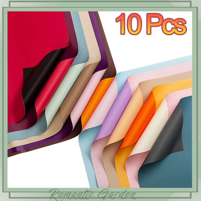 กระดาษห่อดอกไม้ 2 หน้า สีหรู 10 แผ่น 58×58ซม. สำหรับห่อช่อหรู/ของขวัญวันสำคัญ กันน้ำเบื้องต้น ไม่ยับง่าย 🌸🎁 #กระดาษห่อดอ