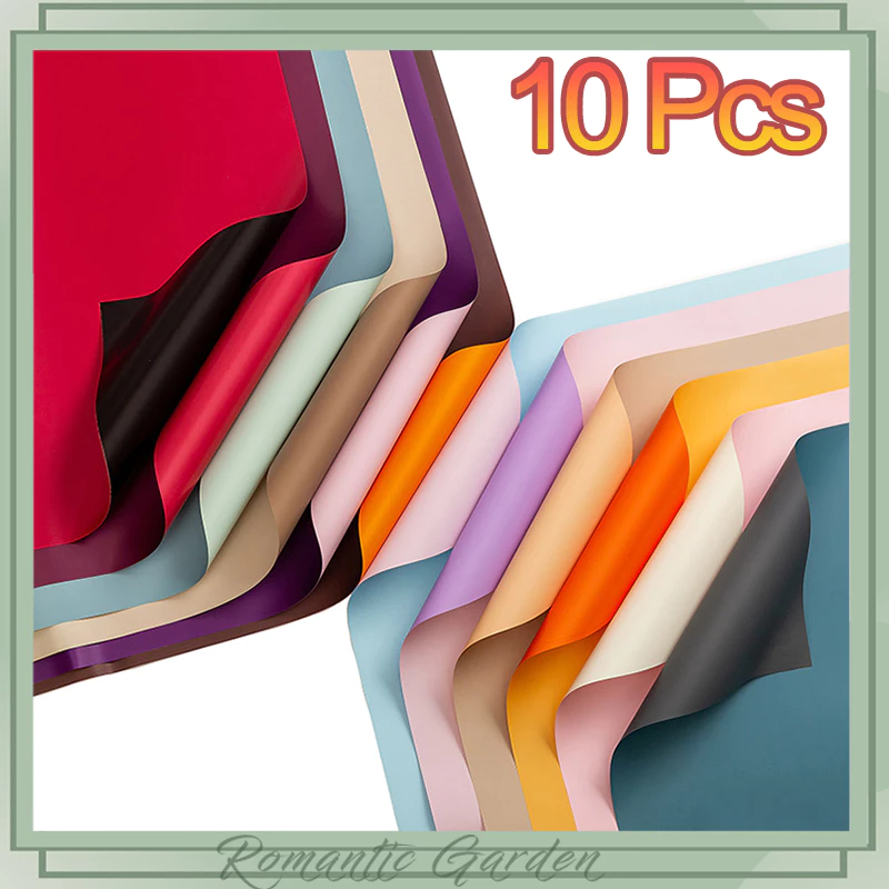 กระดาษห่อดอกไม้ 2 หน้า สีหรู 10 แผ่น 58×58ซม. สำหรับห่อช่อหรู/ของขวัญวันสำคัญ กันน้ำเบื้องต้น ไม่ยับง่าย 🌸🎁 #กระดาษห่อดอ