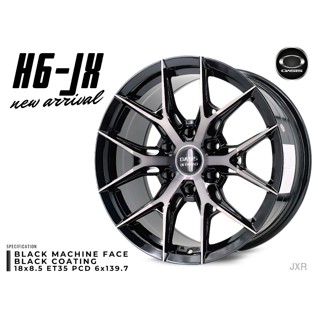 ล้อแม็ก Oasis H6-JX ขอบ 18x8.5 ET35 PCD 6x139.7 สี Black Machine Face + Black Coating | ดีไซน์ก้านคู